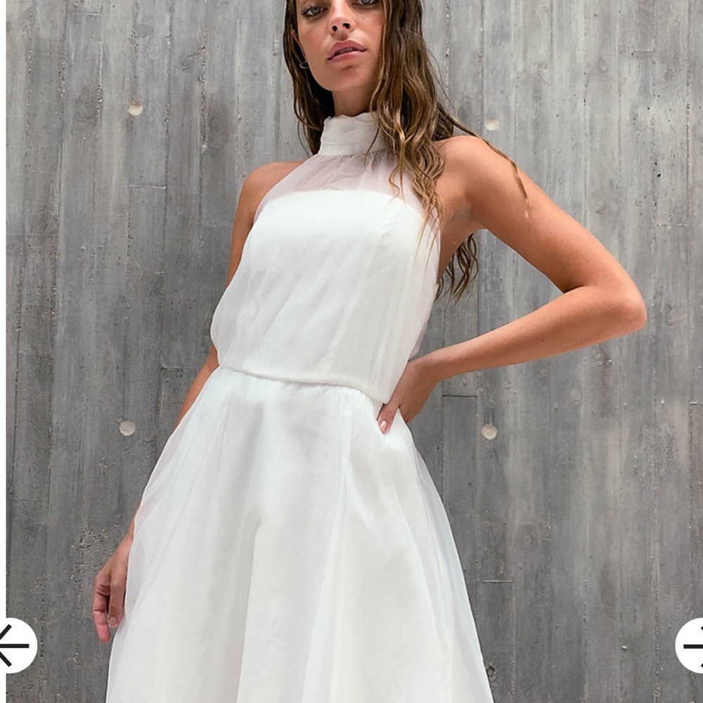 Chi Chi London baby prom dress with sheer detail in white - Size 4 - Worn Once